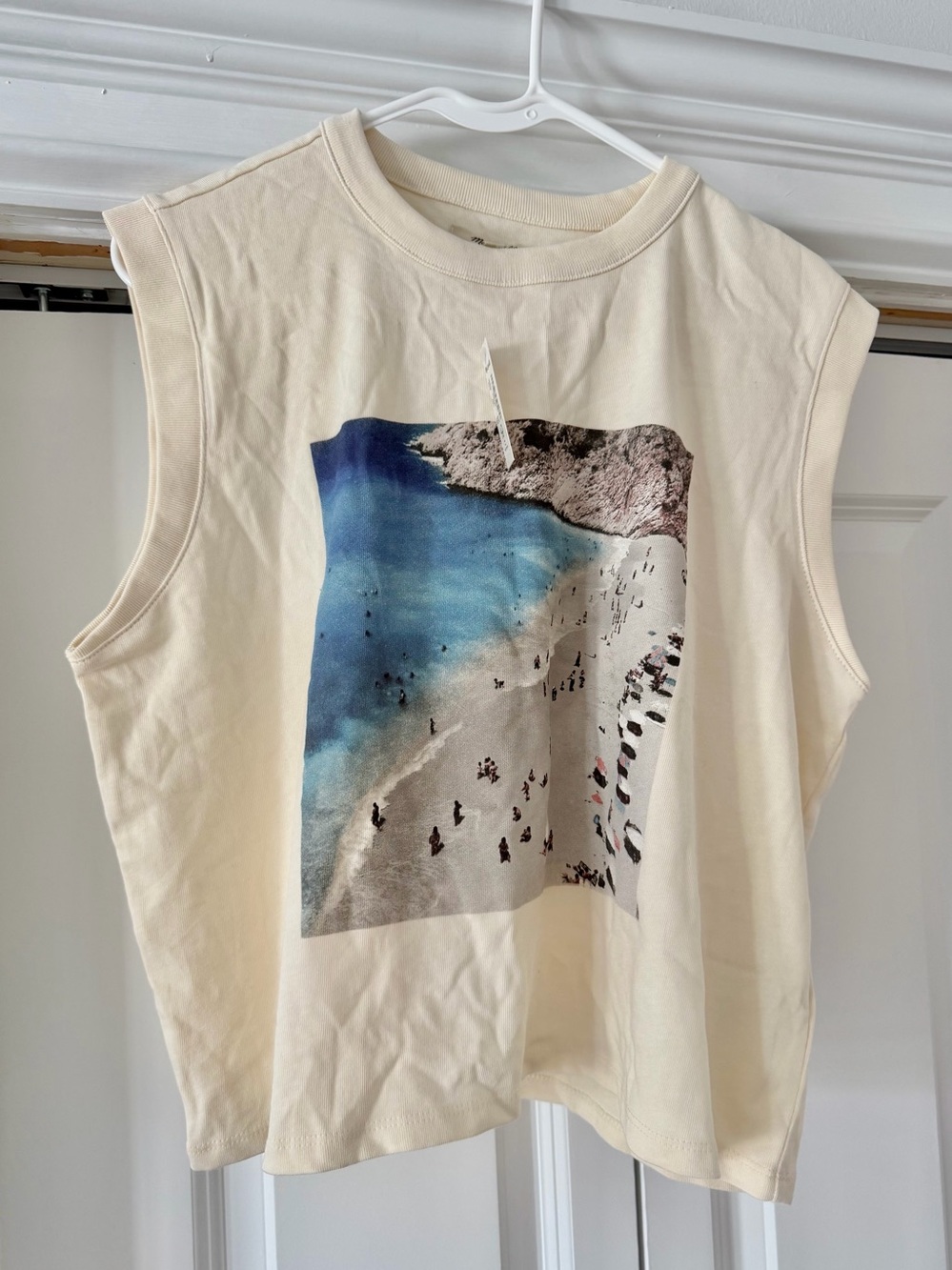 Madewell Sleeveless Graphic Beach Tank Top in Cream - NWT